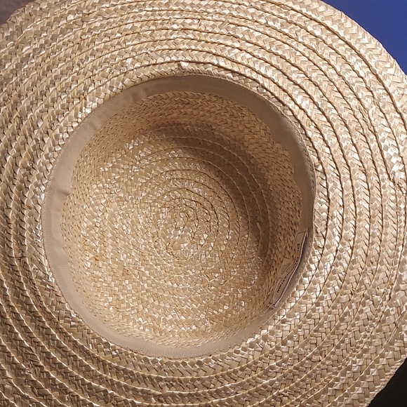 Wheat Straw & Pearl Black Ribbon Boater Hat by BCBGeneration - Picture 5 of 5